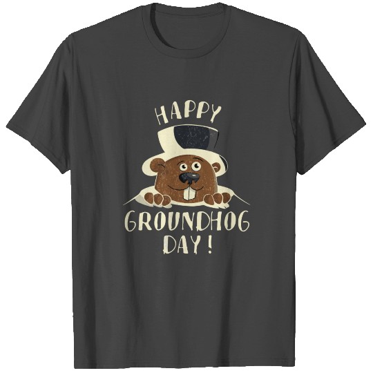 Vintage Funny Groundhog Woodchuck Gift Happy Groun T Shirts