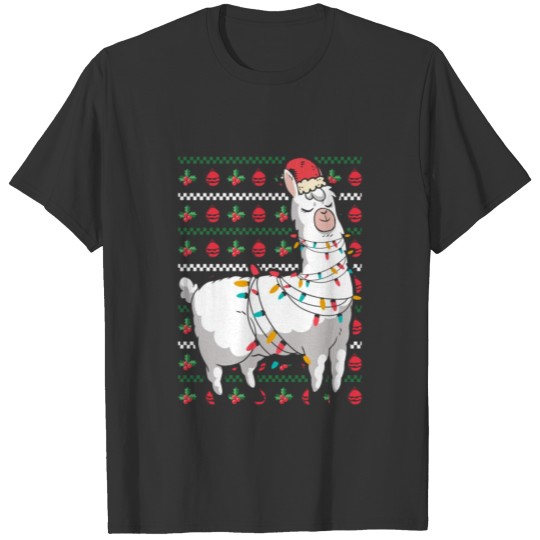 Christmas Llama Santa Hat T Shirts