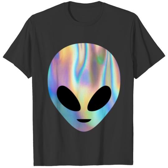 Colorful Alien Head UFO Flying Saucer Believe Rain T-shirt