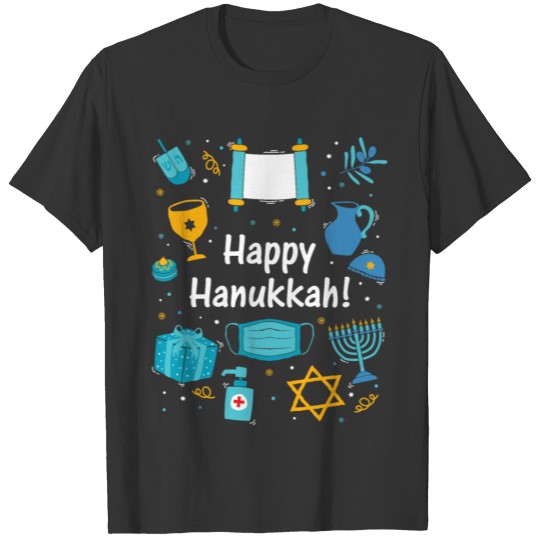 Face Mask Quarantine 2020 Happy Hanukkah print T-shirt