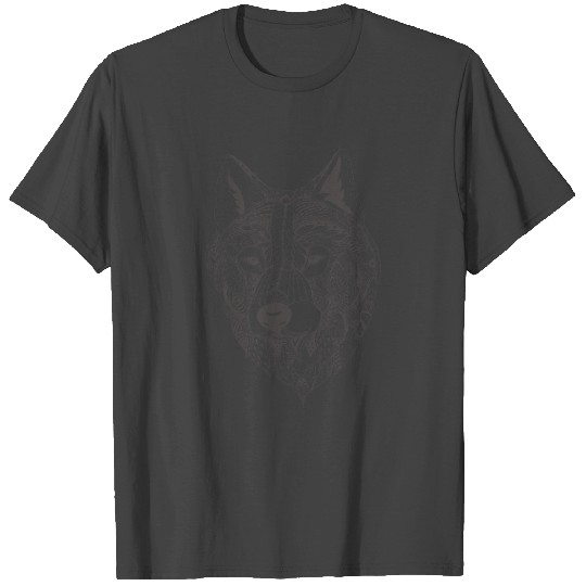 Mandala Grey Wolf Art T Shirts