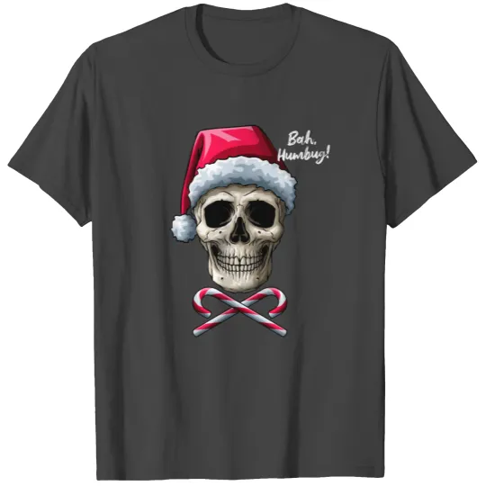 Skull Bah Humbug! Funny Santa Christmas Cross Cand T Shirts