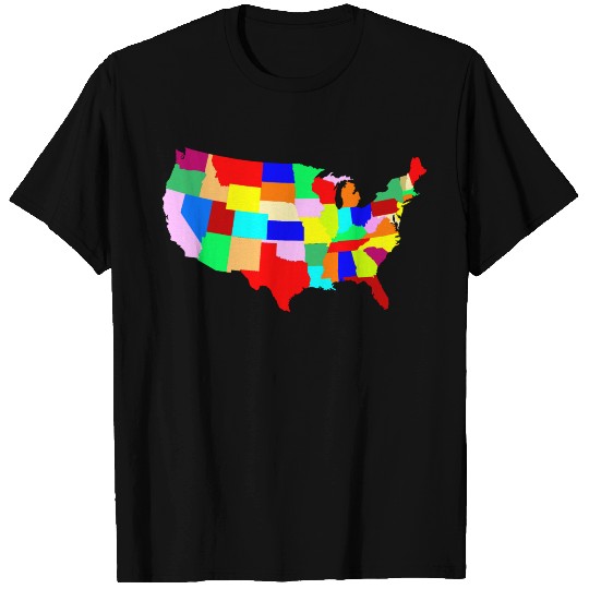 USA Patchwork Map T Shirts