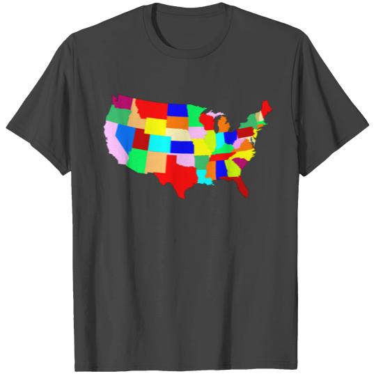 USA Patchwork Map T Shirts
