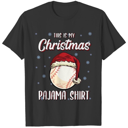 Christmas Pajama Baseball Ball Santa hat T Shirts
