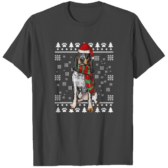 Bluetick Coonhound Dog Santa Hat Xmas Ugly T Shirts