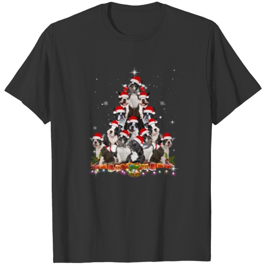 Boston Terrier Christmas Tree Dog Santa Xmas Funny T Shirts
