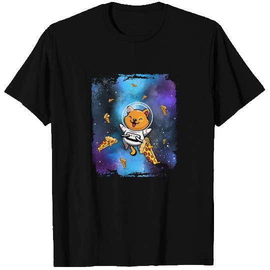 Galaxy Space Cat Astronaut- Pizza Lover T Shirts