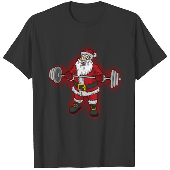 Weightlifting Santa Claus T Shirts