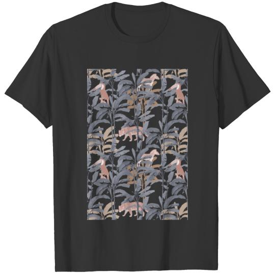 Silver And Bronze Tropical Flower And Animal T Shirts