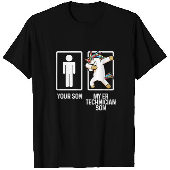 ER Technician Son Emergency Room Tech print T Shirts