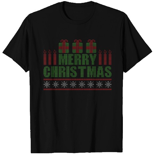 Merry Christmas Stitches Wool Saying T Shirts