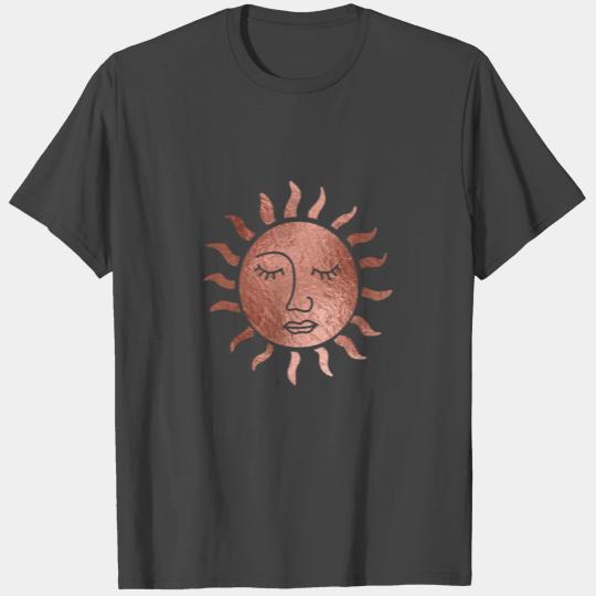 sun meditation spiritual celestial rose gold T Shirts