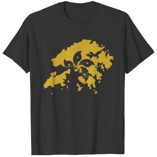 Hong Kong Gold Flag Map T-shirt