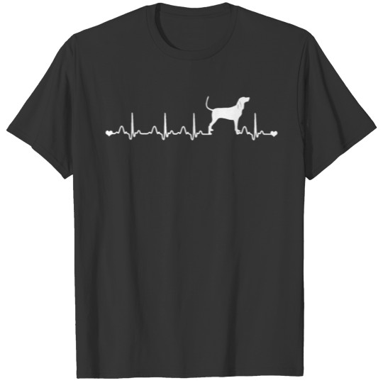 Heartbeat EKG Black & Tan Coonhound Dog Mom T Shirts
