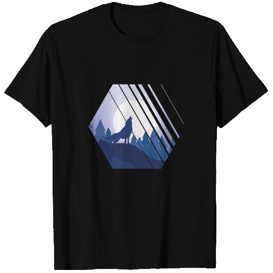 Howling Wolf Hexagon T Shirts