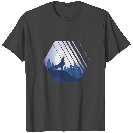 Howling Wolf Hexagon T Shirts