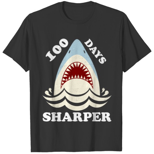 Vintage 100 Days Of School Sharper Funny Shark T Shirts