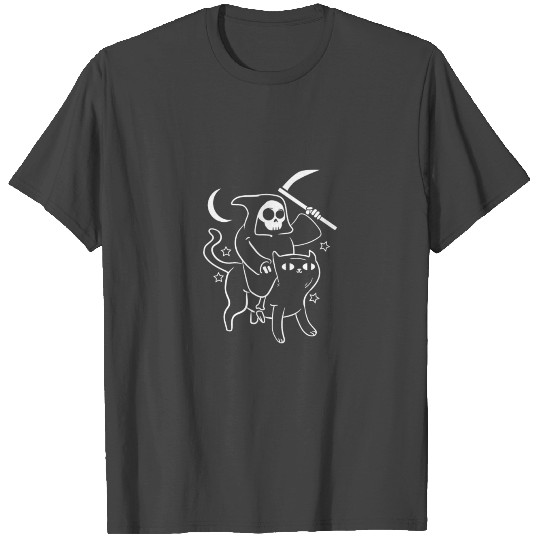Grim Reaper Ride Satan Cat Demonic Evil Devil Occu T Shirts