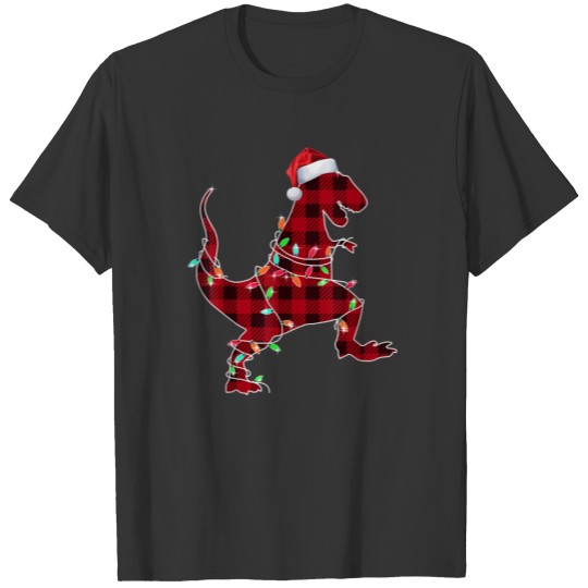 T Rex Plaid Red Buffalo Dinosaur Christmas Pajamas T Shirts