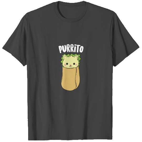 Purrito Kawaii Cat Rolled Burrito Addicts Gag Gift T Shirts