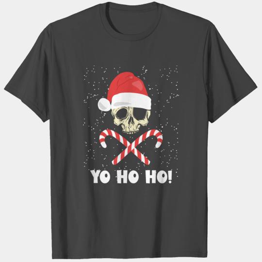 Christmas Yo Ho Ho Santa Pirate Skull Holiday Gift T Shirts