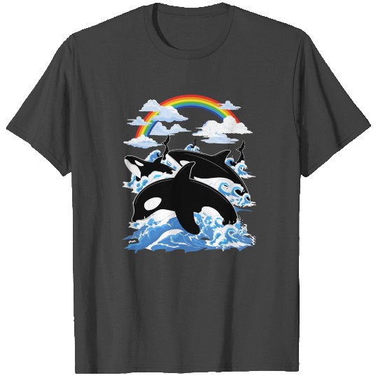Orcas Killer Whale & Rainbow Sea Panda Orca T Shirts