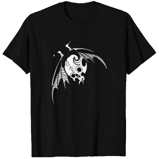 Tattoo Skull With Bat Wings and Fangs T Shirts