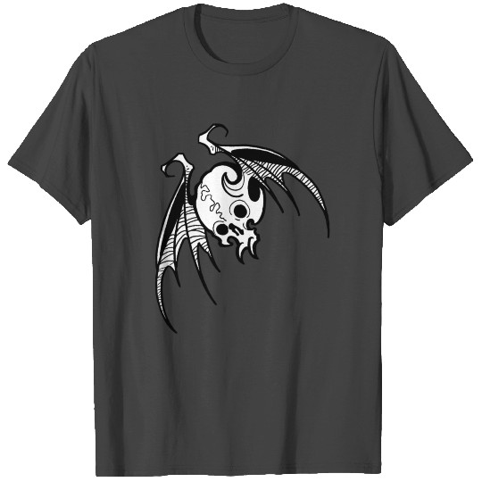 Tattoo Skull With Bat Wings and Fangs T Shirts