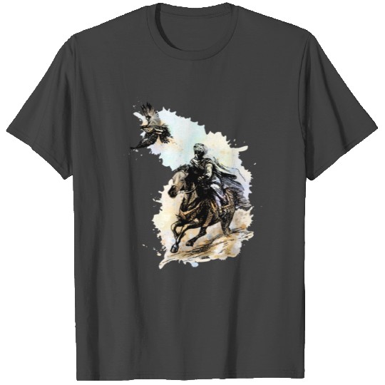 Falcon hunting arabian man falcon horse indie art T Shirts