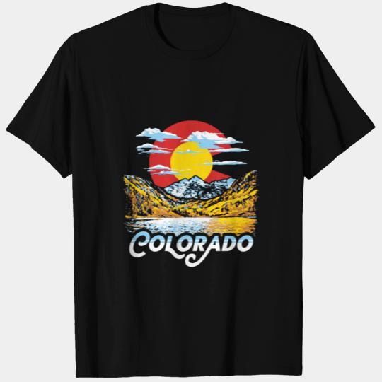 Vintage Colorado Flag Maroon Bells Retro Mountains T Shirts
