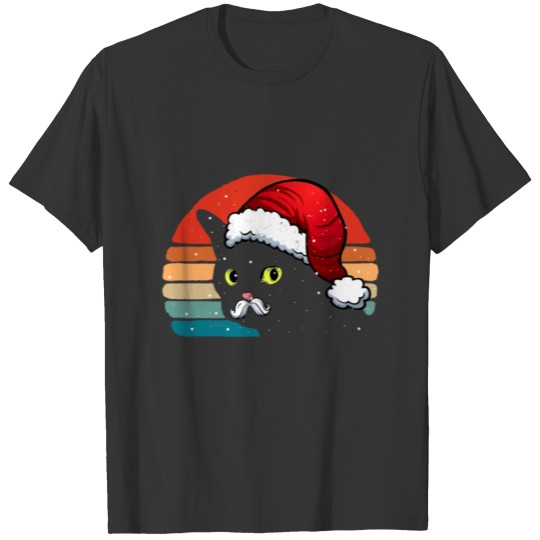 Santa Black Cat Vintage Christmas Santa Black Cat T-shirt