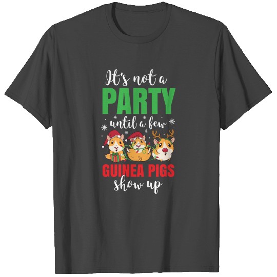 Christmas Cute Guinea Pig Reindeer Santa Fun Gift T Shirts