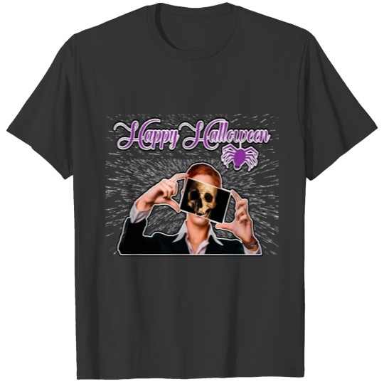 Scary Skull with Spider for a Happy Halloween T-shirt