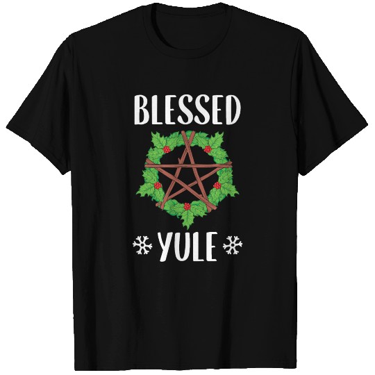 Blessed Yule Pagan Winter Solstice design T Shirts