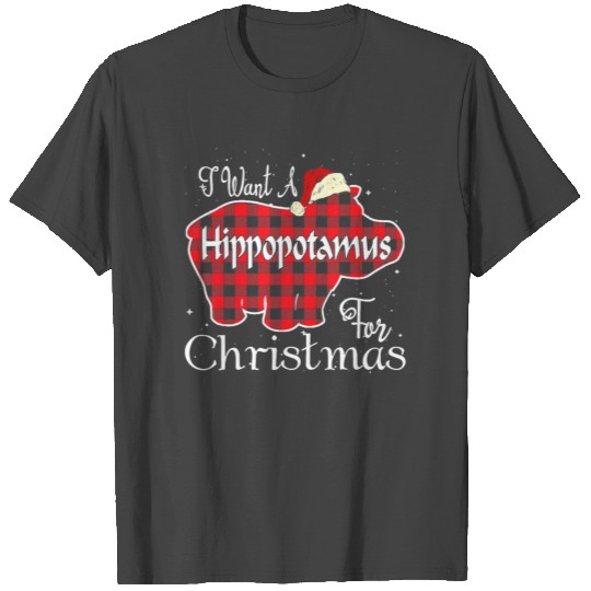I Want A Hippopotamus for Christmas Plaid T Shirts