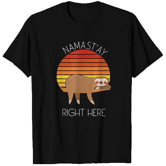 Namastay Right Here Funny Vintage Sloth Lover T Shirts