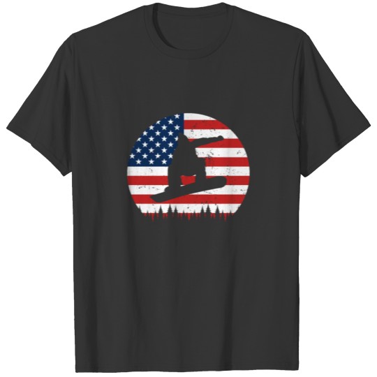 Snowboard America USA Winter Sports Nation Flag T-shirt