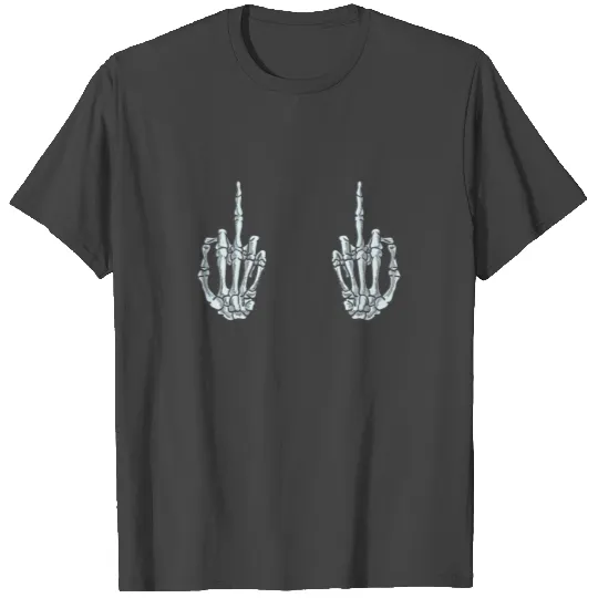 Skeleton Middle Finger T Shirts