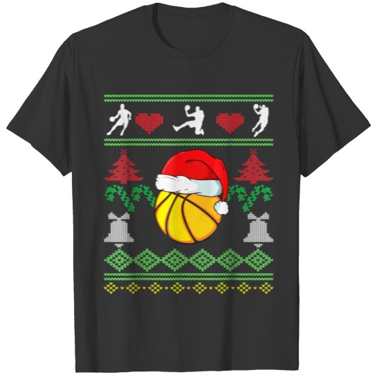 Basketball Santa Hat Ugly Christmas Gift Xmas T Shirts