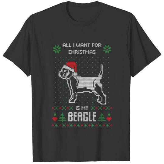 I want ugly christmas beagle X-Mas Santa Funny Dog T Shirts