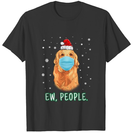 Ew People Christmas Santa Golden Retriever Mask T-shirt