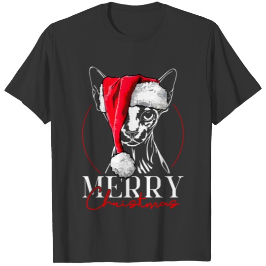 Sphynx Santa Merry Christmas cat mom T Shirts