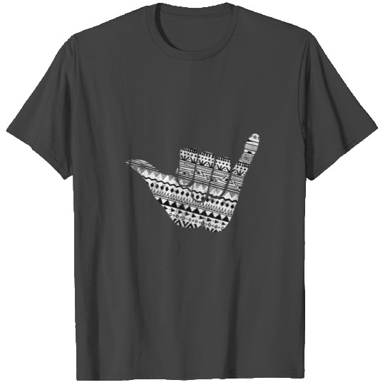 Hang Loose White Polynesian Tribal Shaka T Shirts