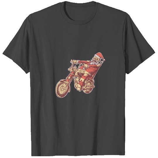 Skeleton Santa on a Motorbike death rider xmas T Shirts
