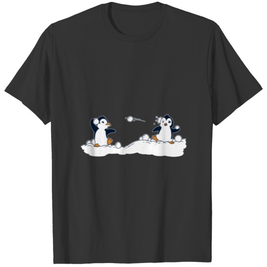 Cute Penguin Snowball Fight Penguins Gift for Chri T Shirts