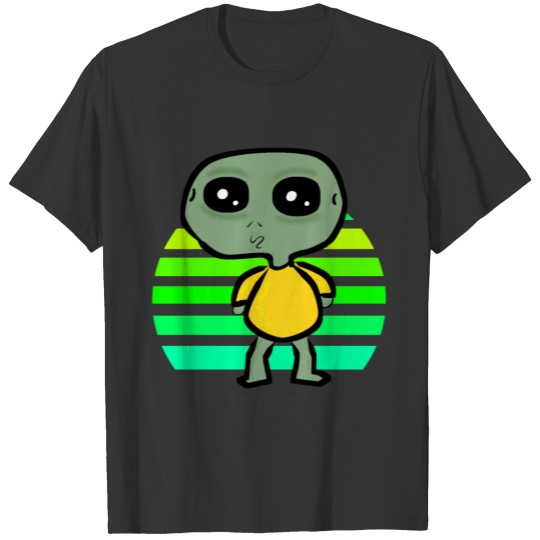 Alien with bulging eyes in the sunset T-shirt