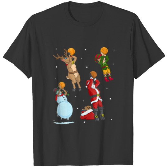 Basketball Throw Christmas Player Santa Claus Gift T Shirts
