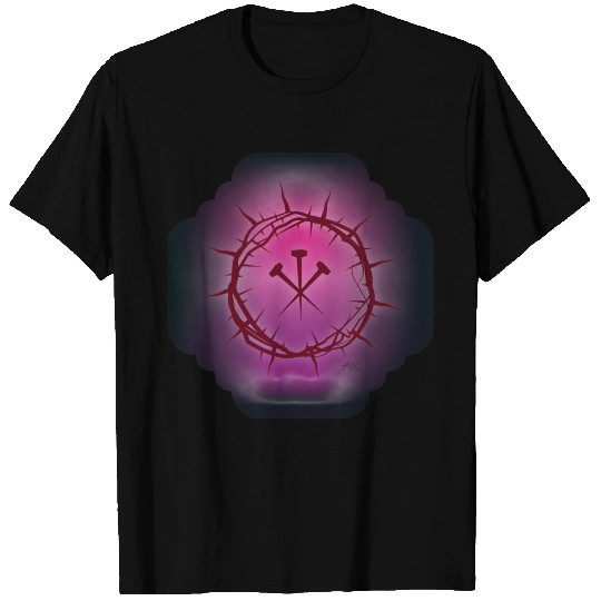 Crown of Thorns with Nails and Purple Background T Shirts