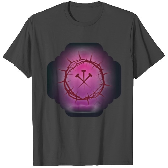 Crown of Thorns with Nails and Purple Background T Shirts